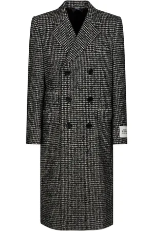 Dolce & Gabbana Homme, Manteaux, Gris, Taille: L Manteau Gris À Chevrons Double Boutonnage