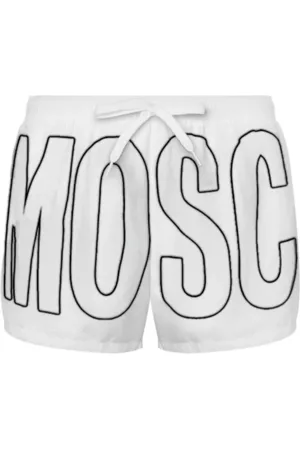 Moschino Homme, Maillots de bain, Blanc, Taille: XL Boxer de Bain Homme avec Lettres en Relief à 360°