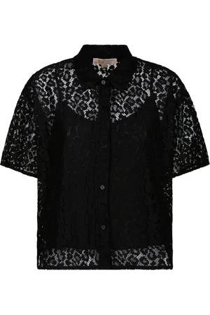 Michael Kors Femme, Blouses et Chemises, Noir, Taille: 40 FR Chemise en Dentelle Noire avec Top