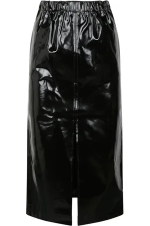 Maison Margiela Femme, Jupes, Noir, Taille: 36 FR Jupe Midi en Cuir Verni Noir