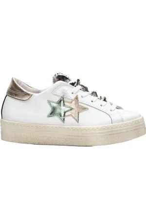 2STAR Femme, Chaussures, Blanc, Taille: 38 EU Baskets blanches en cuir avec plateforme pour femme
