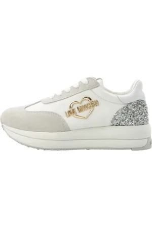 Moschino Femme, Chaussures, Multicolore, Taille: 41 EU Baskets Cœur Doré avec Insert Pailleté