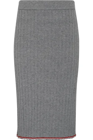 Thom Browne Femme, Jupes, Gris, Taille: 34 FR Jupe Crayon en Cachemire Gris Clair