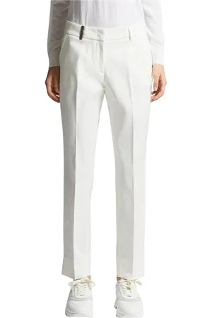 PESERICO SIGN Femme, Pantalons, Blanc, Taille: 36 FR Pantalon compact en viscose de coton