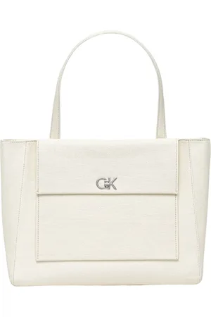 Calvin Klein Femme, Sacs, Blanc, Taille: ONE Size Sac Shopper Élégant avec Fermeture Éclair