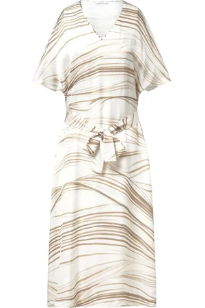 PESERICO SIGN Femme, Robes, Blanc, Taille: 40 FR Élégante Robe Midi Imprimée