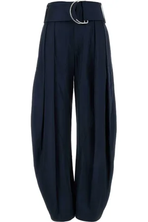J.W.Anderson Femme, Pantalons, Bleu, Taille: 36 FR Navy Wide-Leg Satin Pants