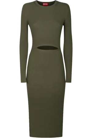 Diesel Femme, Robes, Vert, Taille: 36 FR Robe Vert Foncé avec Découpes