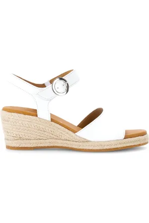 Gabor Femme, Chaussures, Blanc, Taille: 42 EU Sandales blanches en cuir imprimé