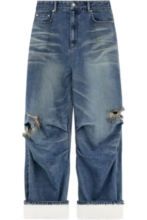 We11 Done Femme, Jeans, Bleu, Taille: 38 FR Jean Denim Classique avec Déchirures aux Jambes