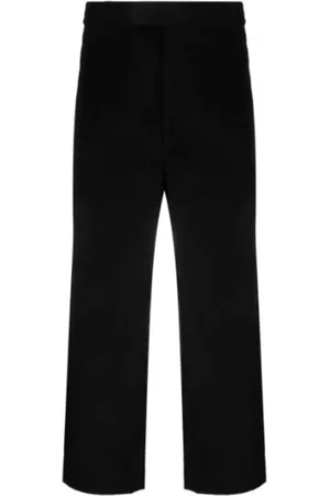 Thom Browne Homme, Pantalons, Noir, Taille: S Pantalon noir en velours côtelé à jambe droite