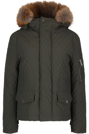Burberry Femme, Vestes, Vert, Taille: 40 FR Veste Matelassée à Capuche en Fausse Fourrure