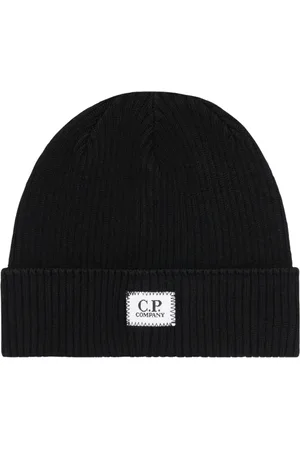 C.P. Company Homme, Accessoires, Noir, Taille: XS Chapeau en Laine Noir avec Patch Logo