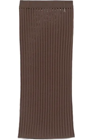 Patrizia Pepe Femme, Jupes, Brun, Taille: 38 FR Jupe Marron avec Charme Logo