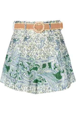 ZIMMERMANN Femme, Shorts, Multicolore, Taille: 38 FR Shorts en lin à imprimé Paisley