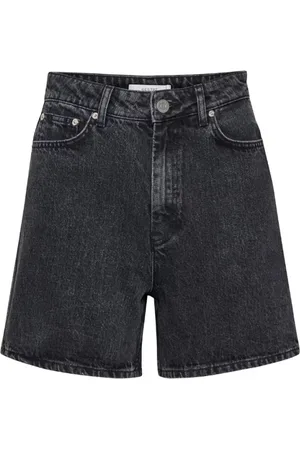 Gestuz Femme, Shorts, Noir, Taille: W30 Shorts en Denim Noir Taille Haute Lavés
