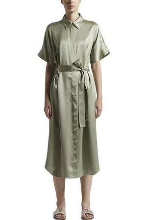 PESERICO SIGN Femme, Robes, Vert, Taille: 34 FR Robe midi en satin de viscose