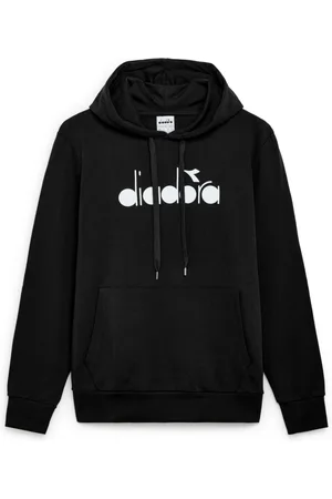 Diadora Homme, Sweatshirts et sweats à capuche, Noir, Taille: XL Sweat à Capuche en Coton Noir avec Logo