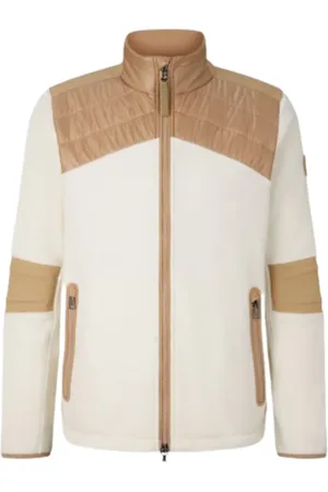 Bogner Homme, Vestes, Blanc, Taille: L Veste en Polaire Sportive avec Détails Côtelés