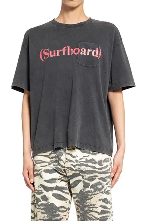 Stockholm Surfboard Club Homme, Tops, Noir, Taille: M T-shirt en Jersey de Coton Noir avec Impression Surfboard