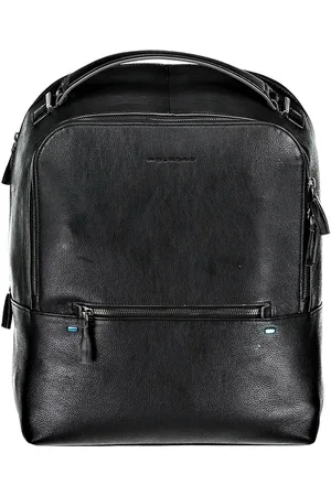 Piquadro Homme, Sacs, Noir, Taille: ONE Size Sac à dos unisexe en cuir noir avec système de chariot