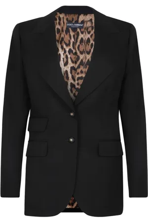 Dolce & Gabbana Femme, Vestes, Noir, Taille: 40 FR Blazer Noir Turlington avec Revers Pointus