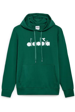 Diadora Homme, Sweatshirts et sweats à capuche, Vert, Taille: L Sweat à Capuche en Coton Vert Logo Grand