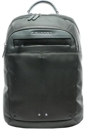Piquadro Homme, Sacs, Vert, Taille: ONE Size Sac à dos pour ordinateur portable en cuir et tissu vert