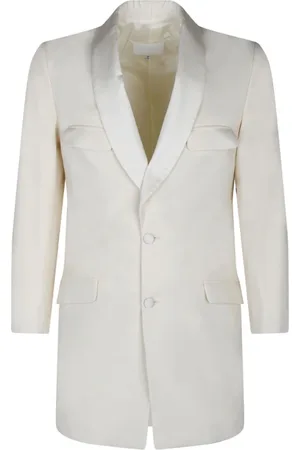 Maison Margiela Femme, Vestes, , Taille: 36 FR Blazer en Laine et Soie Blanc Crème