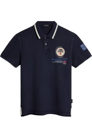 Napapijri Homme, Tops, Bleu, Taille: L Polo Bleu en Coton à Manches Courtes