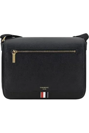 Thom Browne Homme, Sacs, Noir, Taille: ONE Size Sac à bandoulière en cuir avec rabat magnétique