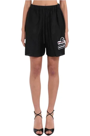 Pinko Femme, Shorts, Noir, Taille: 42 FR Short Bermuda Coton Soie Lewis