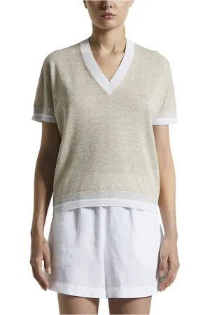 PESERICO SIGN Femme, Pulls, , Taille: 36 FR Lin coton Lurex jersey