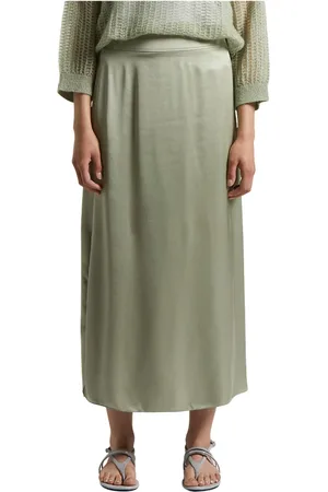 PESERICO SIGN Femme, Jupes, Vert, Taille: 34 FR Jupe longue en satin de viscose