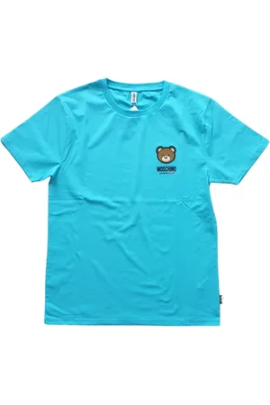 Moschino Homme, Tops, Bleu, Taille: L Logo Stretch Jersey en Coton Bleu