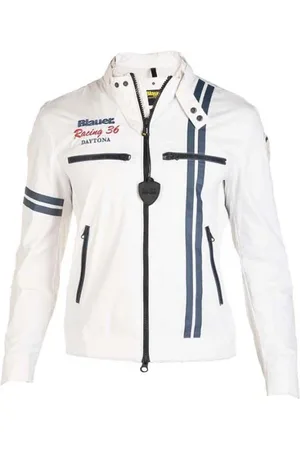 Blauer Homme, Vestes, Blanc, Taille: M Veste Rider Monochrome avec Poches à Zip