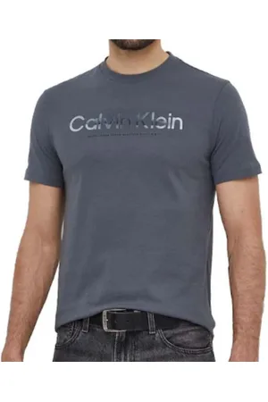 Calvin Klein Homme, Tops, Gris, Taille: S T-shirt Gris Foncé avec Impression Logo