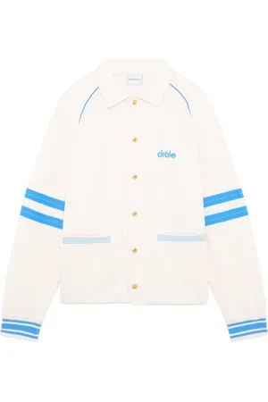 Drôle de Monsieur Homme, Pulls, Blanc, Taille: M Veste de Sport Blanc avec Broderie