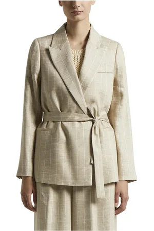PESERICO SIGN Femme, Vestes, , Taille: 38 FR Blazer à rayures avec ceinture et Punto Luce