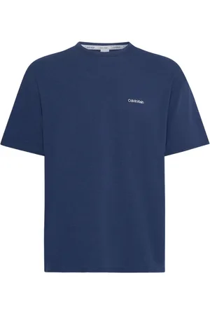 Calvin Klein Homme, Tops, Bleu, Taille: L T-shirt Bleu avec Impression Logo