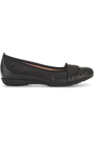 Gabor Femme, Chaussures, Noir, Taille: 37 1/2 EU Ballerines noires en cuir lisse