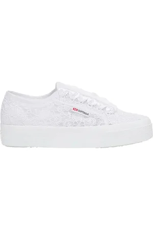 Superga Femme, Chaussures, Blanc, Taille: 37 EU Chaussures Macramé Fleurs