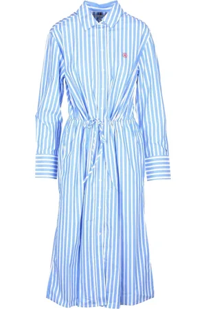 Tommy Hilfiger Femme, Robes, Bleu, Taille: 38 FR Robe Chemisier en Coton avec Boutons