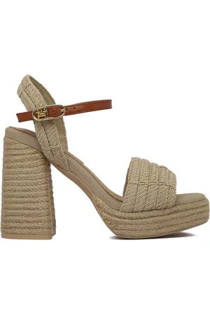 Tommy Hilfiger Femme, Chaussures, , Taille: 40 EU Sandales à Plateforme en Corde avec Talons Blocs