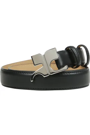 Courrèges Femme, Accessoires, Noir, Taille: 80 CM Ceinture en cuir de veau lisse avec boucle en métal AC