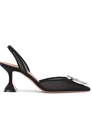 Amina Muaddi Femme, Chaussures, Noir, Taille: 38 EU Escarpins Noirs avec Cristaux