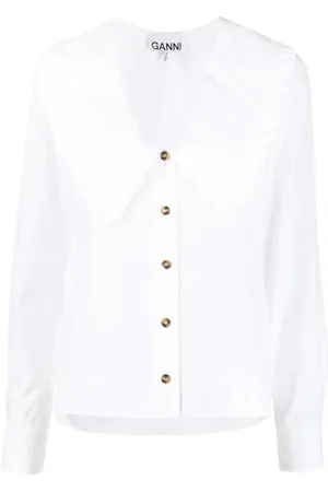 Ganni Femme, Blouses et Chemises, Blanc, Taille: 40 FR Chemise Blanche avec Fermeture Boutonnée