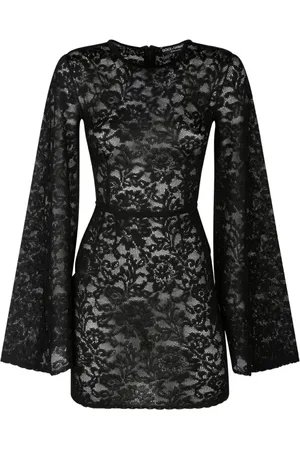 Dolce & Gabbana Femme, Robes, Noir, Taille: 36 FR Robe Mini en Dentelle Noire