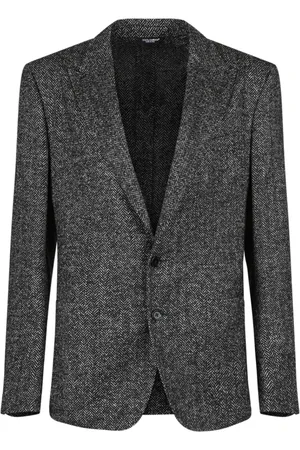 Dolce & Gabbana Homme, Vestes, Noir, Taille: L Blazer Herringbone Noir et Blanc