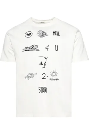 BODE Homme, Tops, Blanc, Taille: L T-shirt Col Ras du Cou Écru Manches Courtes